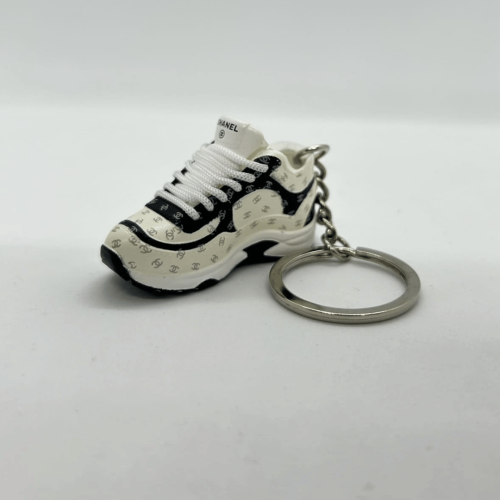 Chanel Sneakers Printed Suede Calfskin & Black White Edition stanga